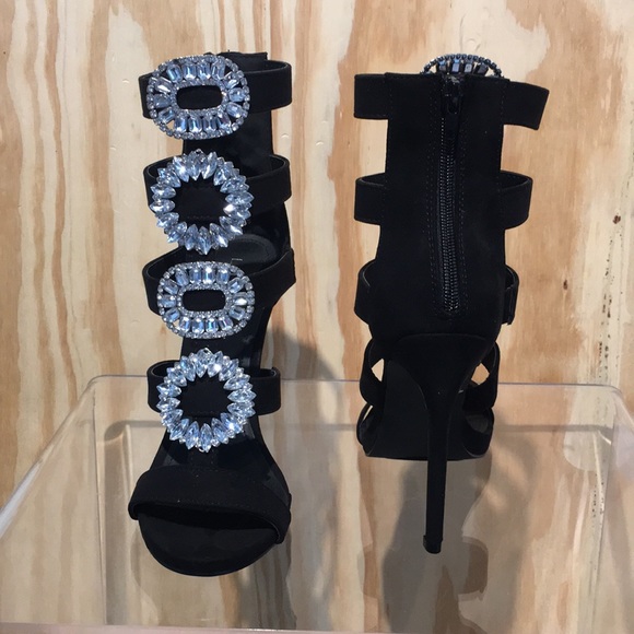 Black Jeweled Sandals - Picture 4 of 6